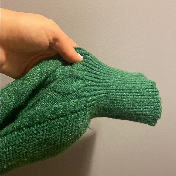 Green Cable Knit Cropped Square Neck Sweater - Picture 5 of 8
